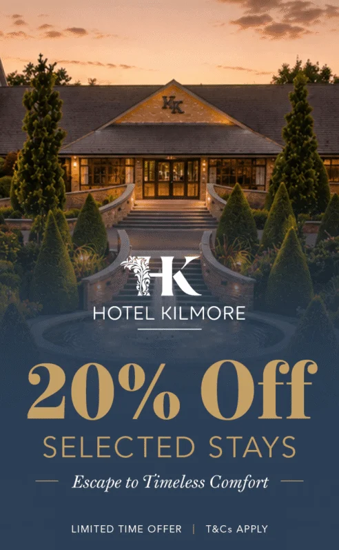 Warm sunset over Hotel Kilmore with a special offer on selected stays.